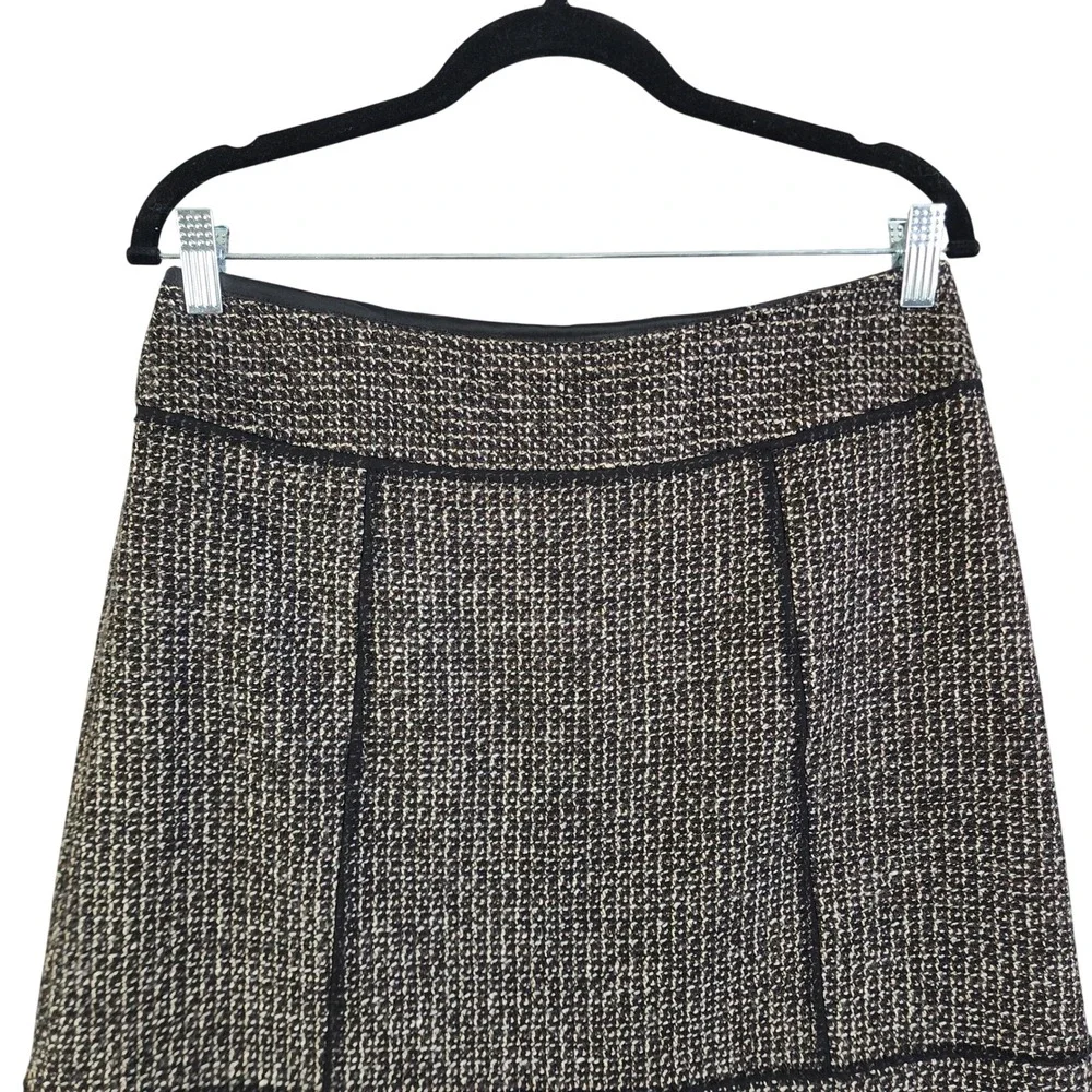 Halogen Womens Tweed Mini Skirt Size 6 Black‎ Tan Wool Blend Textured A-Line